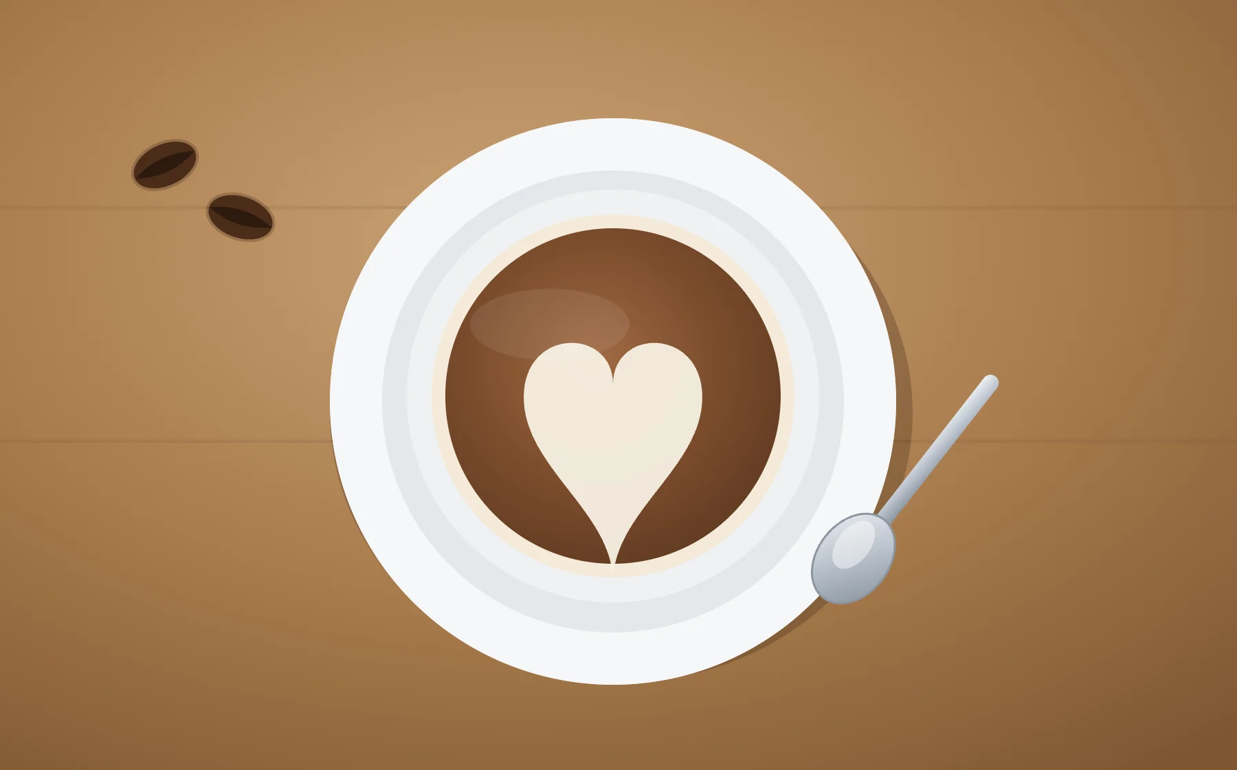 Latte with a heart in the foam, in a white cup