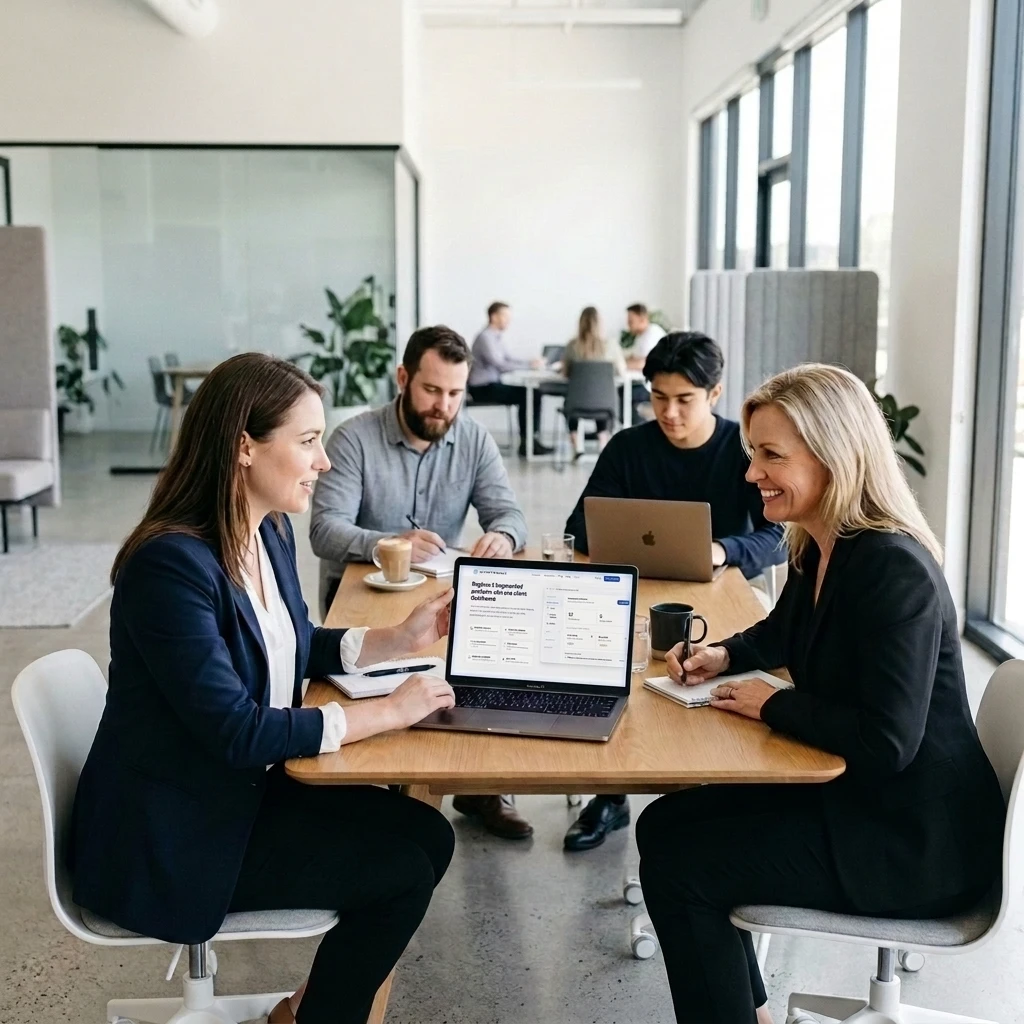 Web development agency team collaborating with a client using Destiny Manage