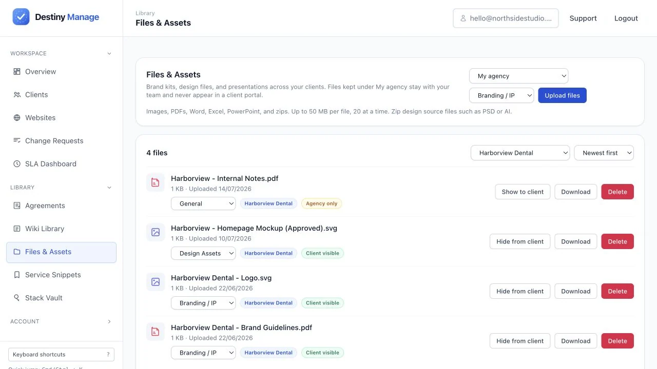Destiny Manage client-shared files